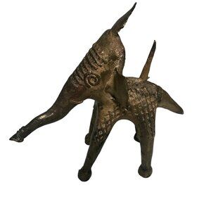 Antique Vintage Indian Dhokra Brass Elephant Figurine